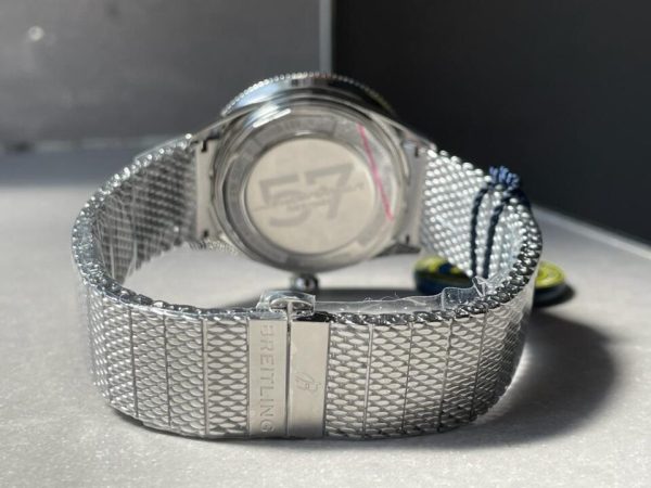 Replica Breitling SuperOcean Heritage 57 SS/Black Ceramic Bezel GF 1:1 Blue Dial Colors Markers on SS Mesh Bracelet A2824 - Image 18