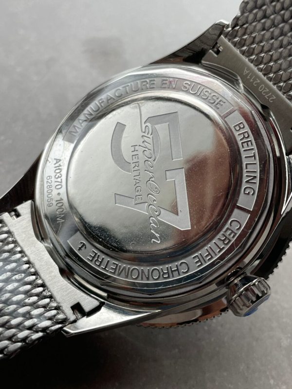 Replica Breitling SuperOcean Heritage 57 SS/Black Ceramic Bezel GF 1:1 Blue Dial Colors Markers on SS Mesh Bracelet A2824 - Image 19