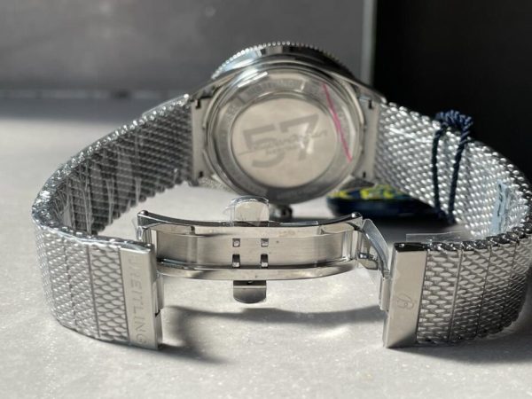 Replica Breitling SuperOcean Heritage 57 SS/Black Ceramic Bezel GF 1:1 Blue Dial Colors Markers on SS Mesh Bracelet A2824 - Image 17