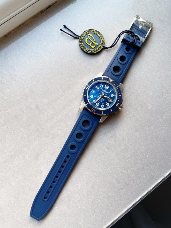 Replica Breitling SuperOcean II 44mm GF 1:1 Best Edition Blue Dial on Blue Rubber Strap A2824 - Image 7