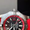 Replica Breitling Avenger GMT SS GF 1:1 Best Edition Black Dial Stick Markers on RED rubber Strap A2836 V2 limited edition - Image 6
