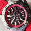 Replica Breitling Avenger GMT SS GF 1:1 Best Edition Black Dial Stick Markers on RED rubber Strap A2836 V2 limited edition - Image 3
