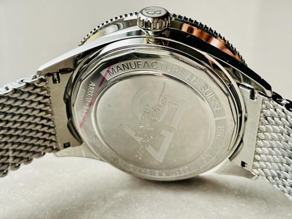 Replica Breitling SuperOcean Heritage 57 SS/Black Ceramic Bezel GF 1:1 Black Dial Colors Markers on SS Mesh Bracelet A2824 - Image 12