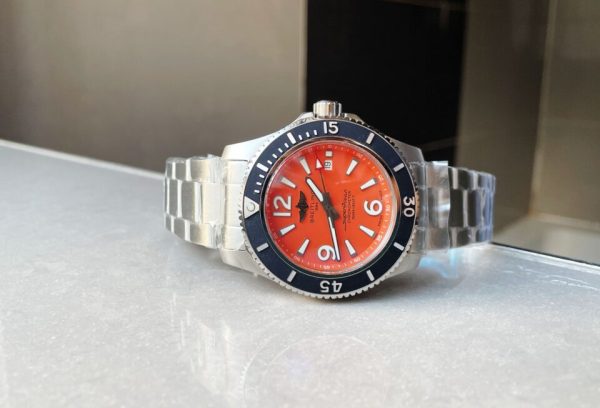 Replica Breitling Superocean Automatic 44 BLSF 1:1 Best Edition orange Dial Black Bezel on SS Strap A2824 - Image 4
